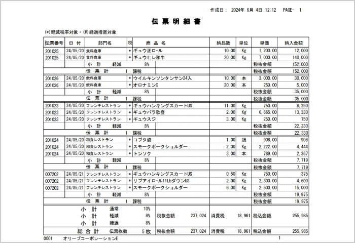 伝票明細書のデザイン